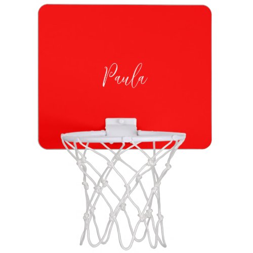Handwriting Elegant Name Red Color Plain Mini Basketball Hoop