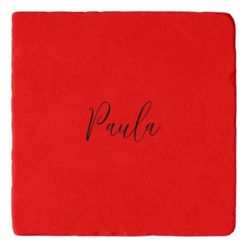 Handwriting Elegant Name Red Color Plain Trivet