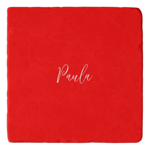 Handwriting Elegant Name Red Color Plain Trivet