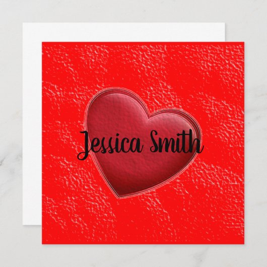 Handwriting Elegant Name Red Heart Love Romance (Front/Back)