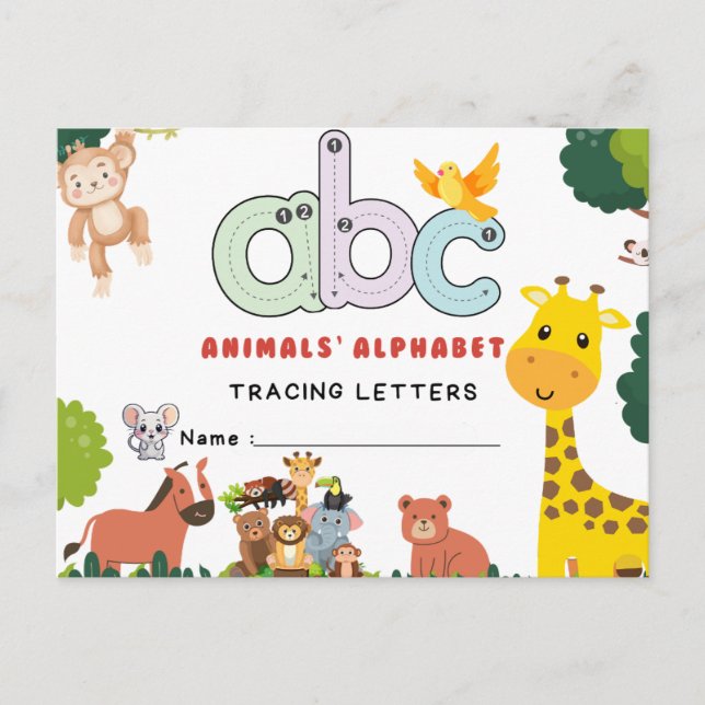 Handwriting FlashCards for Kindergarten | A-B |. Postcard (Front)