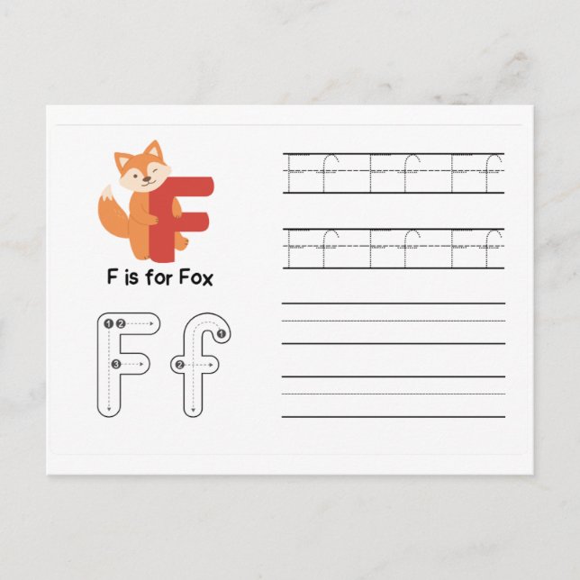 Handwriting FlashCards for Kindergarten | F,G | Postcard (Front)