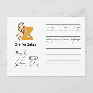 Handwriting FlashCards for Kindergarten   Z   Postcard
