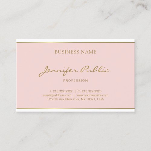 Handwriting Gold Name Text Blush Pink Template Business Card