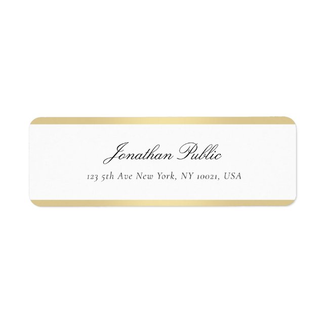Handwriting Gold White Simple Template Elegant Label (Front)