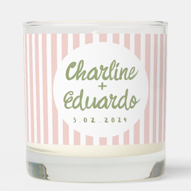 Handwriting Green Retro Wedding  Scented Candle (Front)