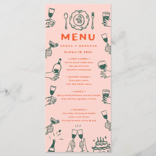 Handwriting Hand drawn  Retro Wedding Menu