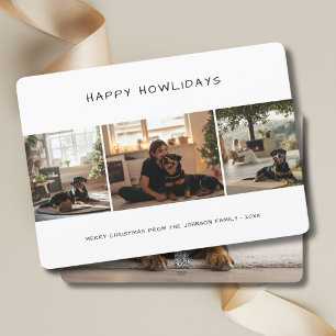 Handwriting Happy Howlidays Dog Christmas 4 Photo Holiday Card