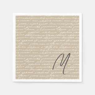 Handwriting INITIAL Writer Author Books Romantic Napkins