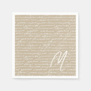 Handwriting INITIAL Writer Author Books Romantic Napkins