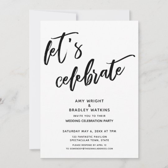 Handwriting Let's Celebrate Wedding Reception Invitation | Zazzle.com