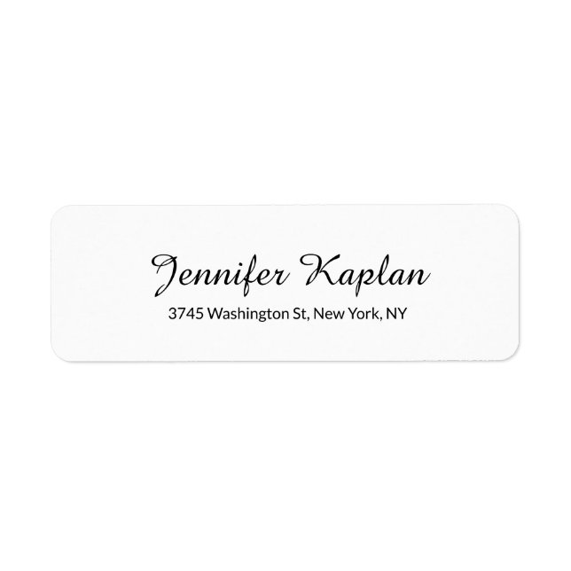 Handwriting Minimalist Professional Black & White Label (Front)