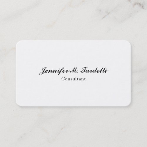 Handwriting Minimalist White Professional Plain Business Card