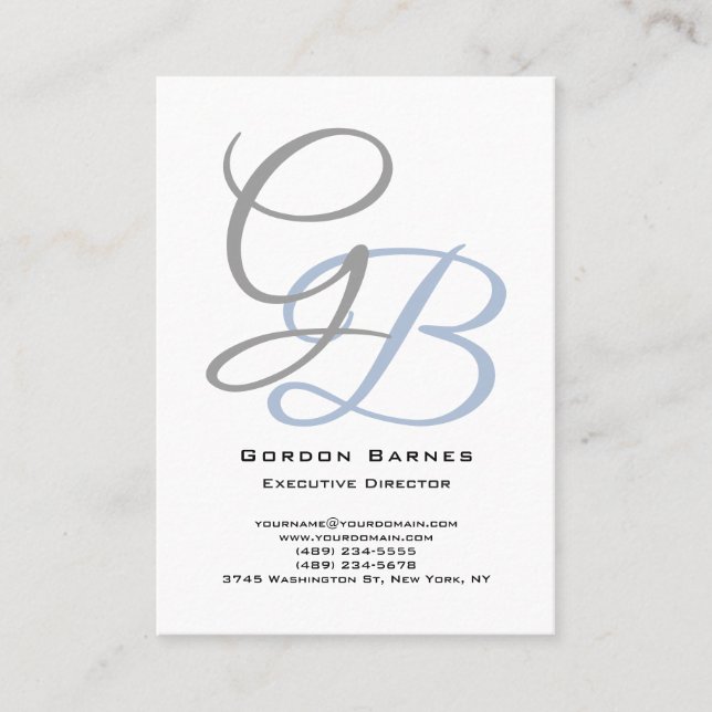 Handwriting modern plain bold monogram minimalist business card (Front)