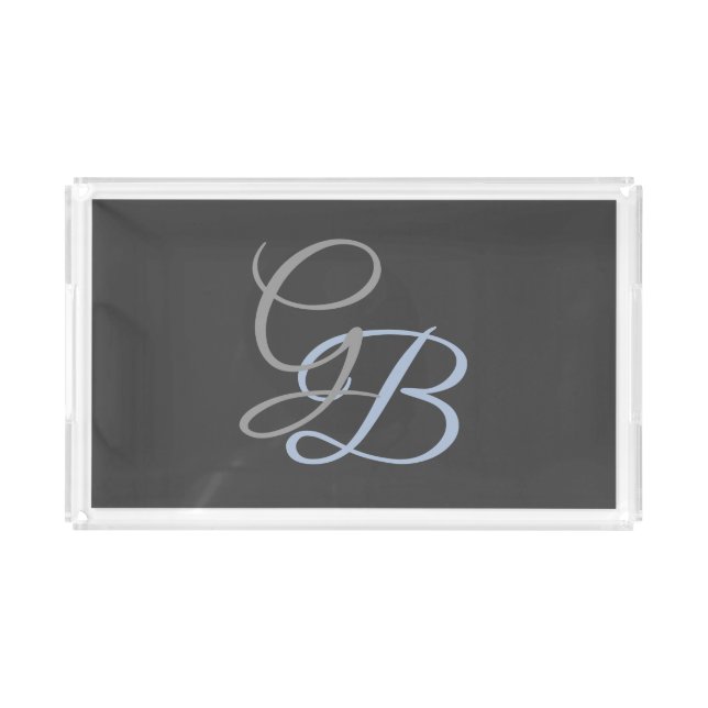 Handwriting modern plain monogram minimalist  acrylic tray (Front)