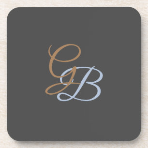 Handwriting modern plain monogram minimalist beverage coaster