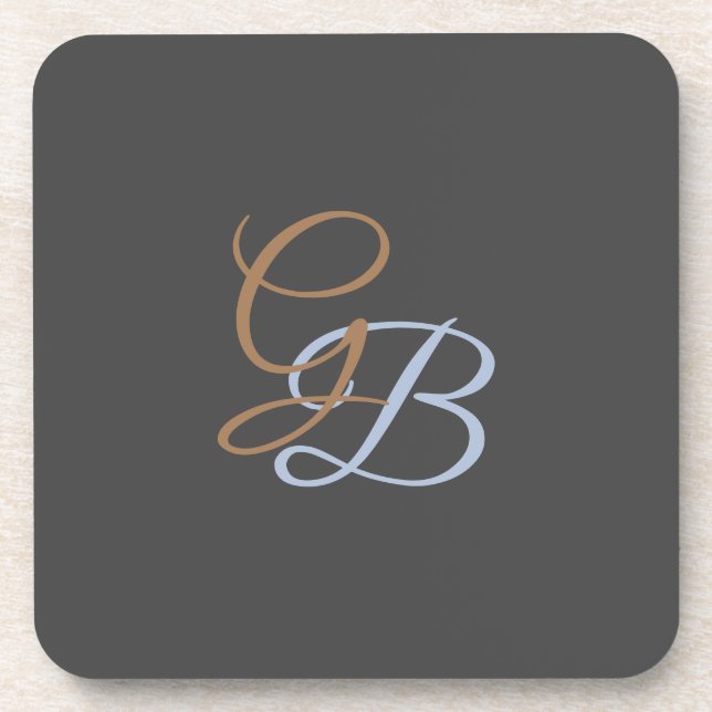 Handwriting modern plain monogram minimalist  beverage coaster (Front)
