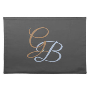 Handwriting modern plain monogram minimalist cloth placemat