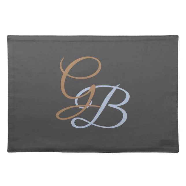 Handwriting modern plain monogram minimalist  cloth placemat (Front)