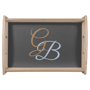 Handwriting modern plain monogram minimalist  serving tray
