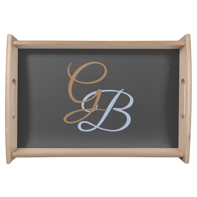 Handwriting modern plain monogram minimalist  serving tray (Front)