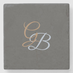 Handwriting modern plain monogram minimalist  stone coaster