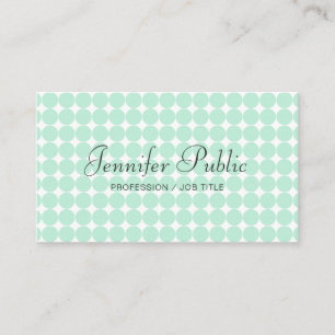 Handwriting Modern Template Elegant Mint Green Bus Business Card
