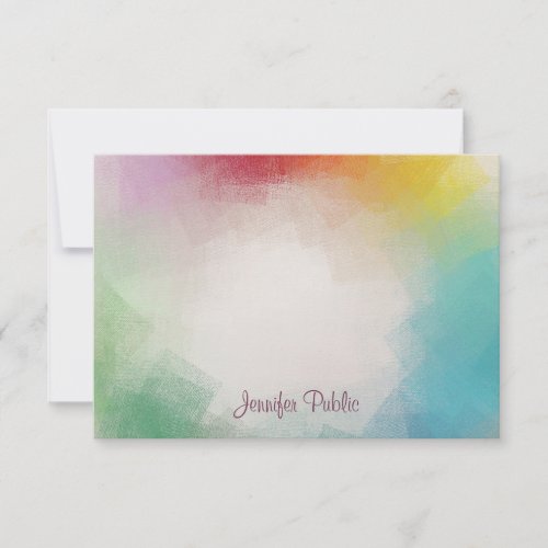 Handwriting Monogram Colorful Abstract Art Note Card
