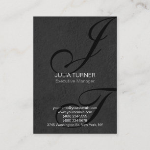 Handwriting Monogram Grey Unique Business Card