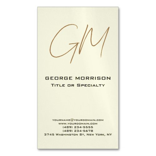 Handwriting Monogram Initials Professional Modern Business Card Magnet
