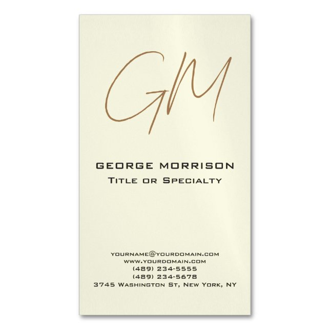Handwriting Monogram Initials Professional Modern Business Card Magnet (Front Vertical)