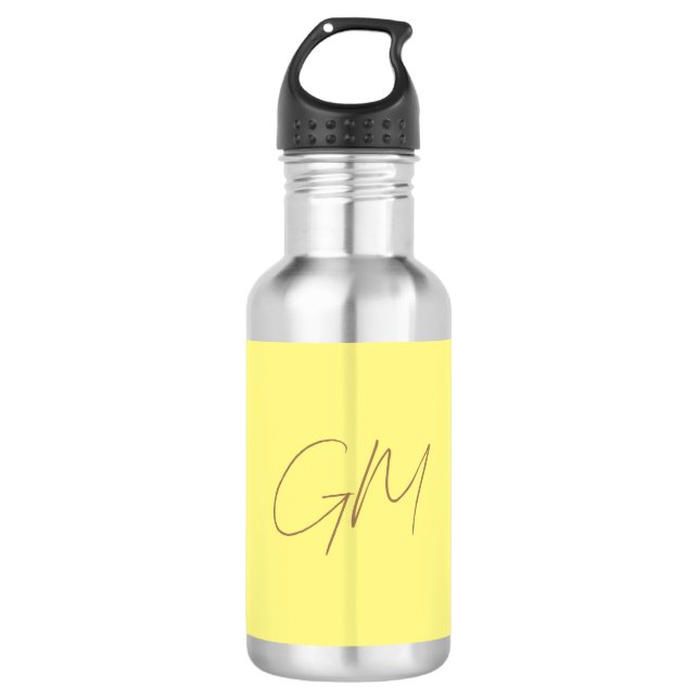 Handwriting Monogram Initials Professional Modern Stainless Steel Water Bottle (Front)