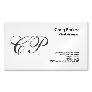 Handwriting Monogram Professional Plain Simple Business Card Magnet