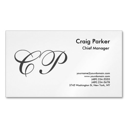 Handwriting Monogram Professional Plain Simple Business Card Magnet