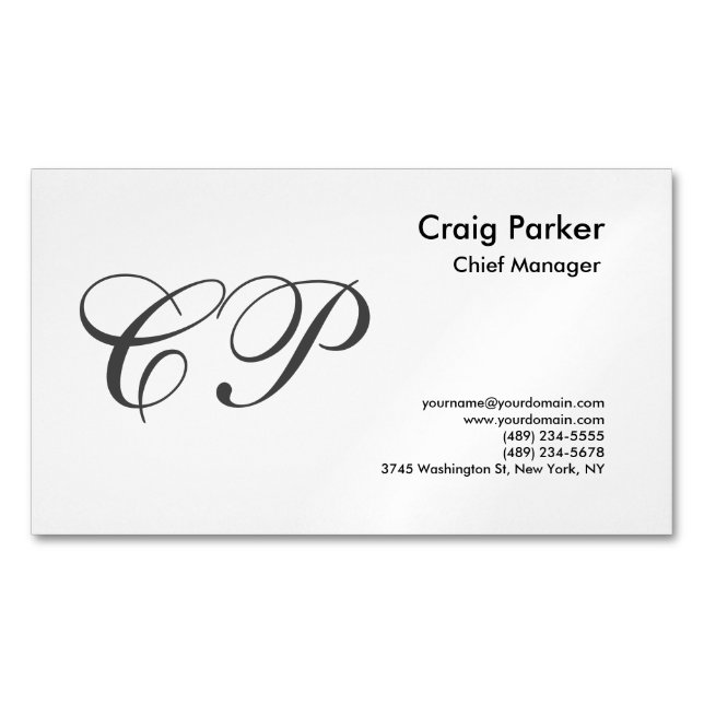 Handwriting Monogram Professional Plain Simple Business Card Magnet (Front)