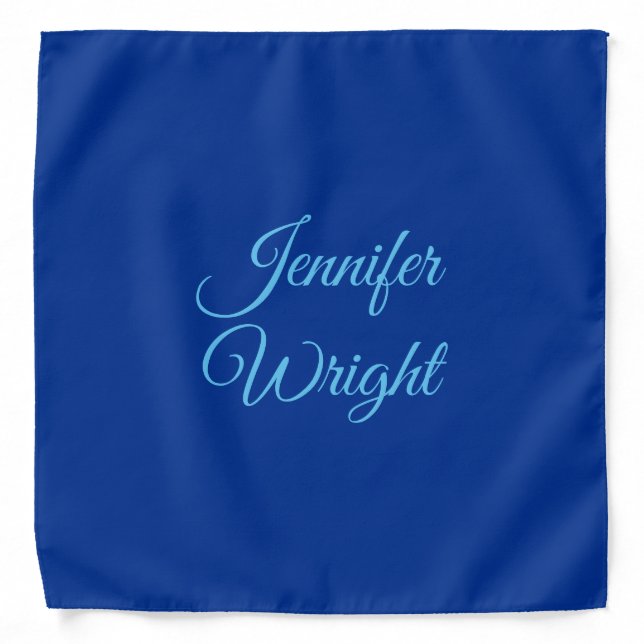 Handwriting Name Classical Plain Air Force Blue  Bandana (Front)