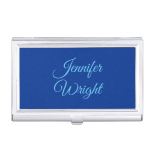 Handwriting Name Classical Plain Air Force Blue Business Card Case