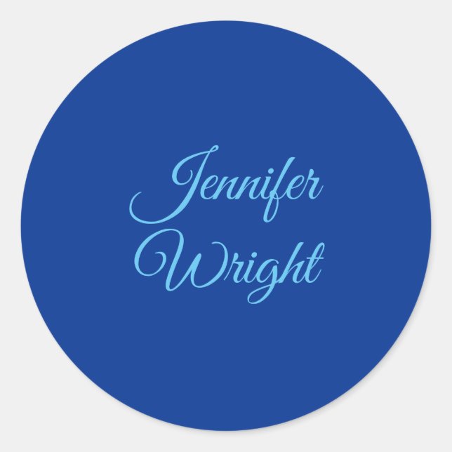 Handwriting Name Classical Plain Air Force Blue  Classic Round Sticker (Front)