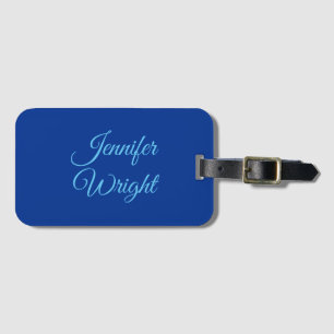 Handwriting Name Classical Plain Air Force Blue Luggage Tag