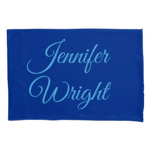 Handwriting Name Classical Plain Air Force Blue Pillow Case