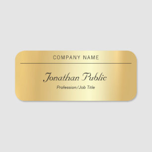 Handwriting Name Modern Elegant Gold Glamour Name Tag