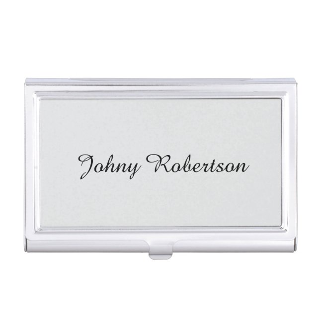 Handwriting Name Plain Elegant Professional Modern Business Card Case (Front)