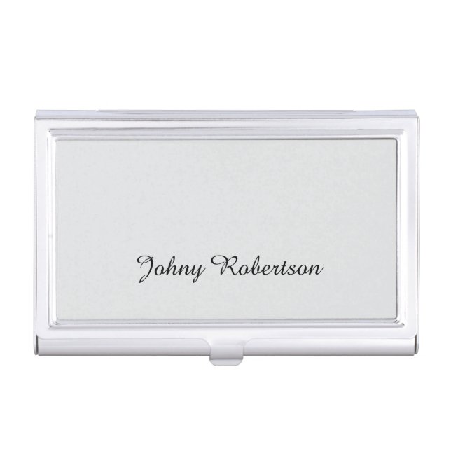 Handwriting Name Plain Elegant Professional Modern Business Card Case (Front)