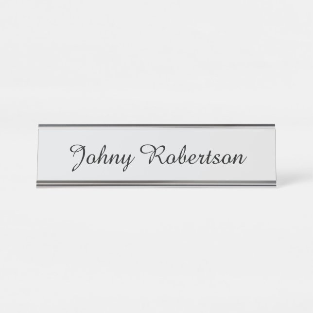 Handwriting Name Plain Elegant Professional Modern Desk Name Plate (Front)