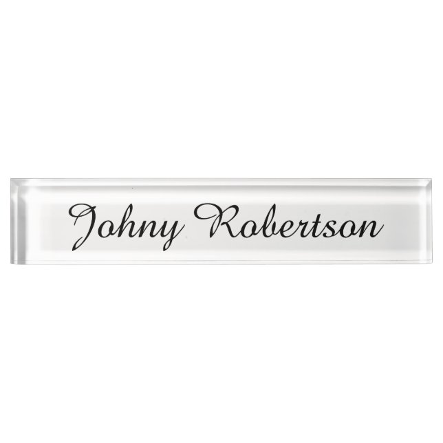 Handwriting Name Plain Elegant Professional Modern Desk Name Plate (Front)