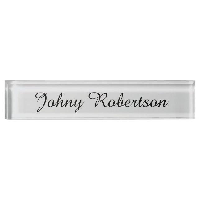 Handwriting Name Plain Elegant Professional Modern Desk Name Plate (Front)