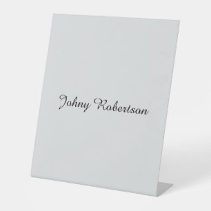 Handwriting Name Plain Elegant Professional Modern Pedestal Sign