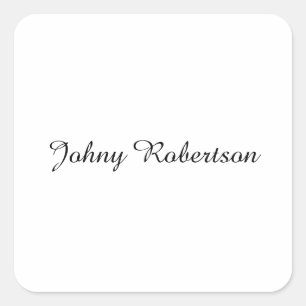 Handwriting Name Plain Elegant Professional Modern Square Sticker