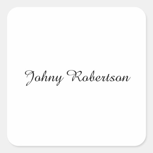 Handwriting Name Plain Elegant Professional Modern Square Sticker