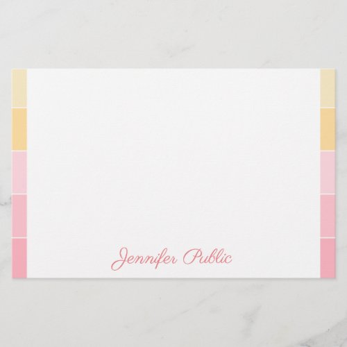 Handwriting Name Text Pink Yellow Color Harmony Stationery